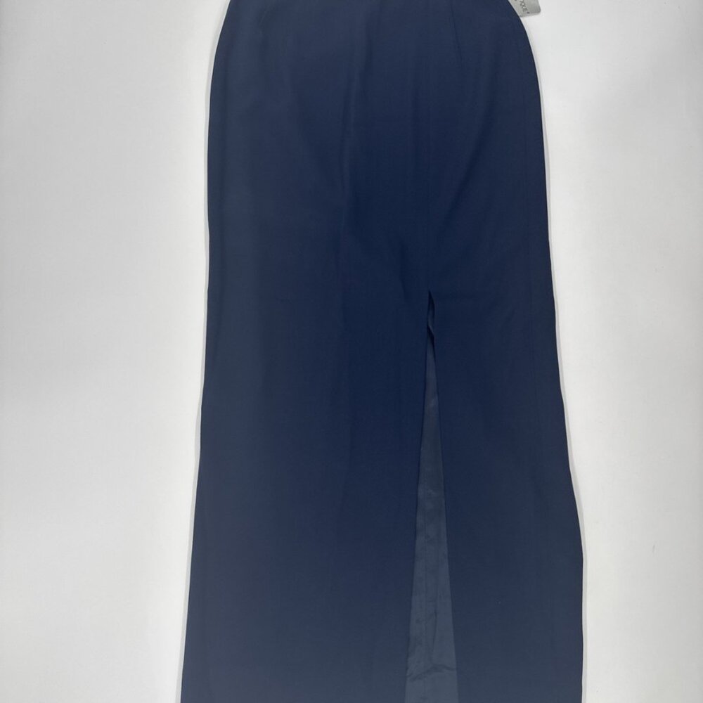 Adrianna Papell Boutique Maxi Skirt 8 Navy Blue Slit Lined Long Cocktail 90s NEW
